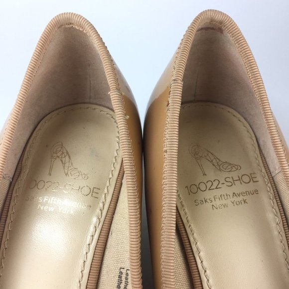 SAKS FIFTH AVENUE Wedge Pumps in Natural Camel Beige - Picture 4 of 9